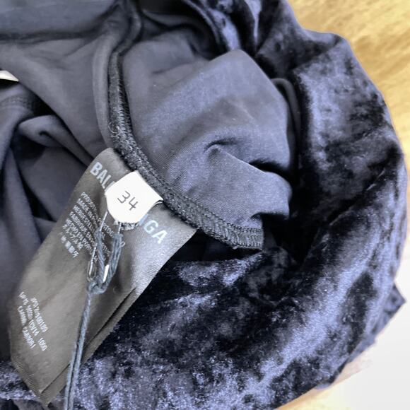 Balenciaga Demna Draped Front Leggings Womens 34 Black Crushed Velvet Stretch - Picture 12 of 15